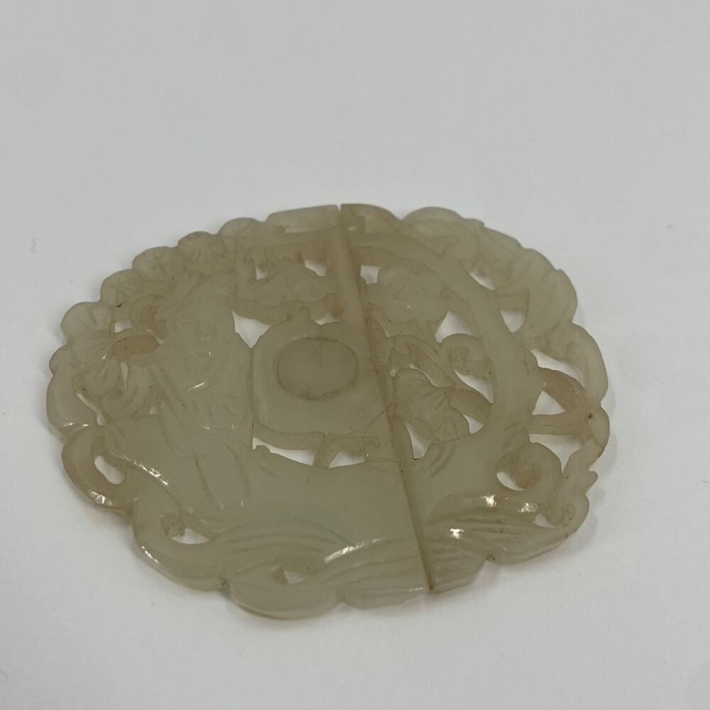 Antique Chinese hand carved Nephrite Jade Belt Buckle